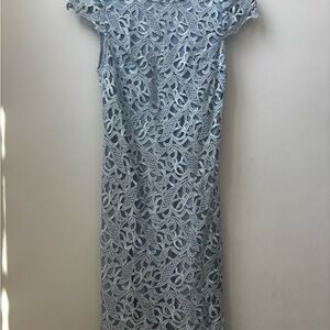 Alice + Olivia light blue backless lace dress